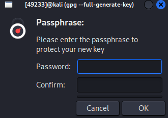 Enter the passphrase to protect your new key.