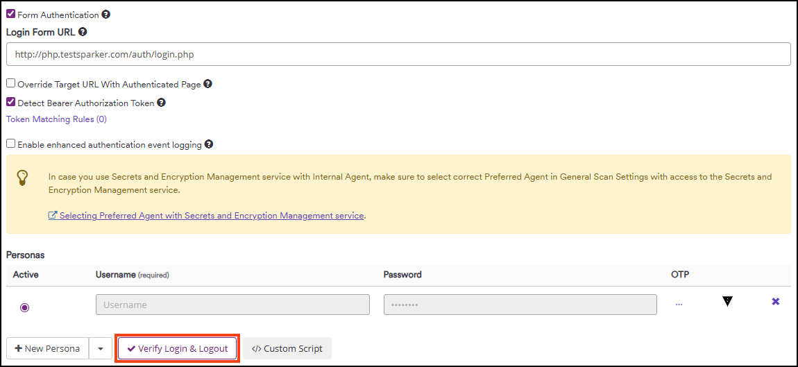 Click Verify login and logout