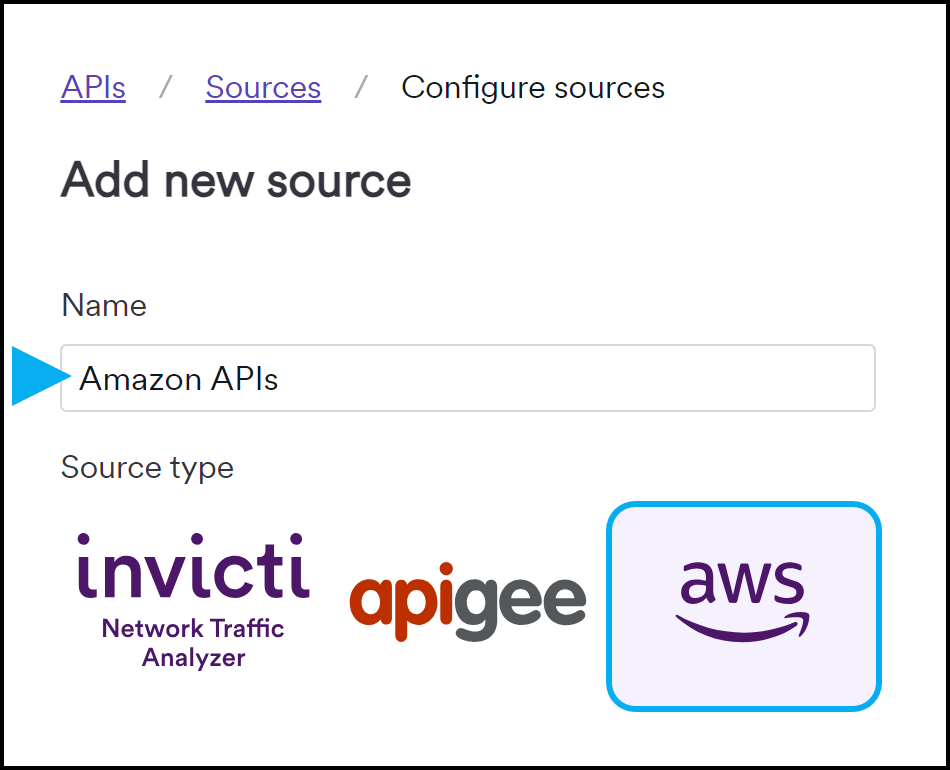 AWS source type.
