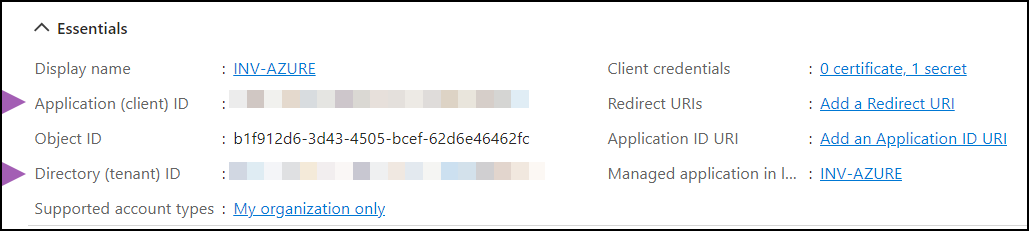 Application and Directory ID.
