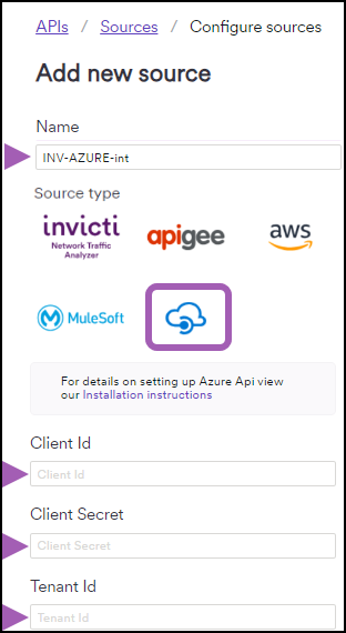 Azure source details.
