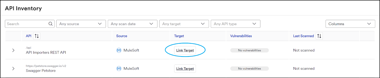 Link target button.