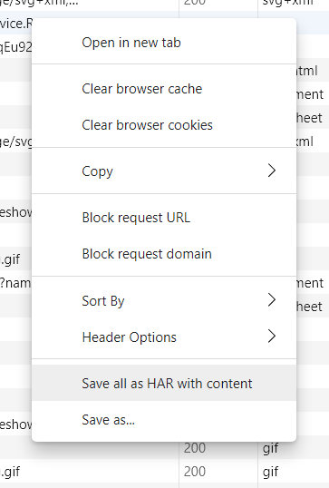 Save all as HAR with content option in Chrome.