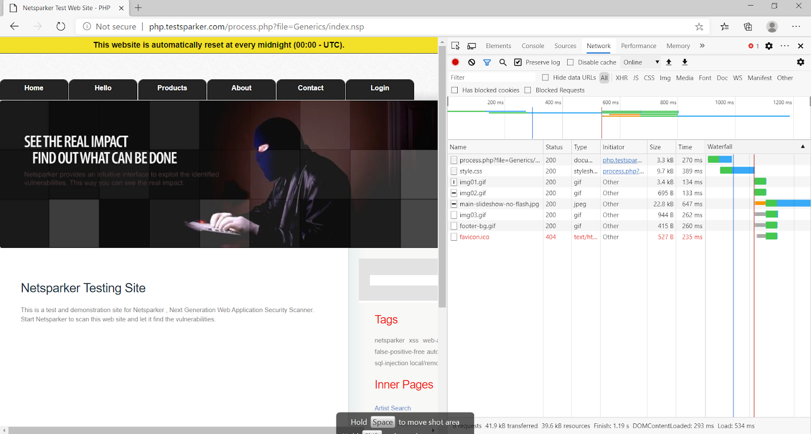 Chrome Developer Tools Network tab.