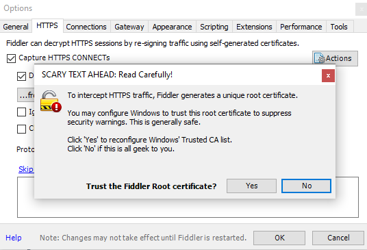 Capture HTTPS connects in Fiddler.