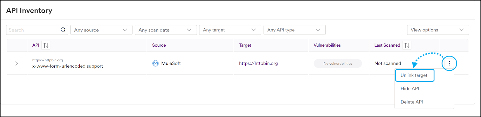 Unlink target button.
