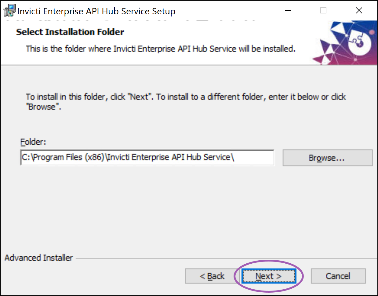 Select installation folder.