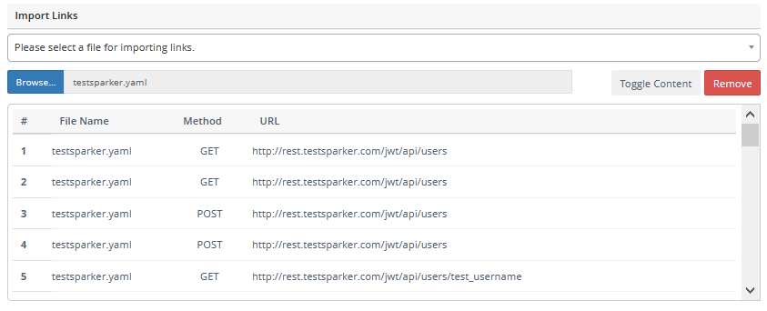 Imported links in Invicti Enterprise.