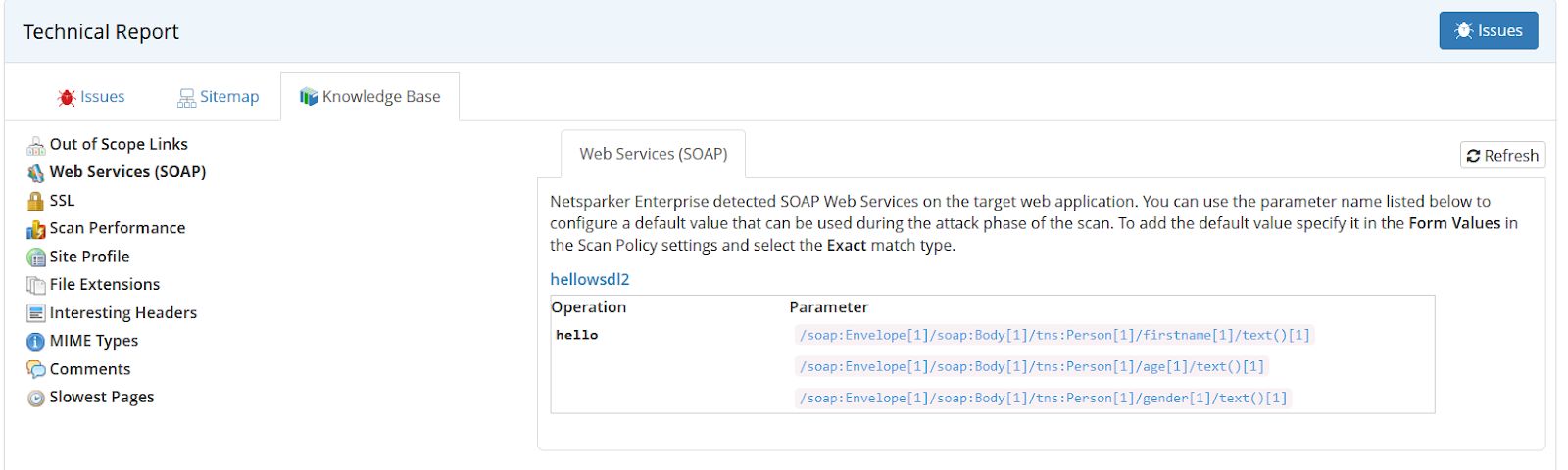 SOAP API in Technical Report in Invicti Enterprise.