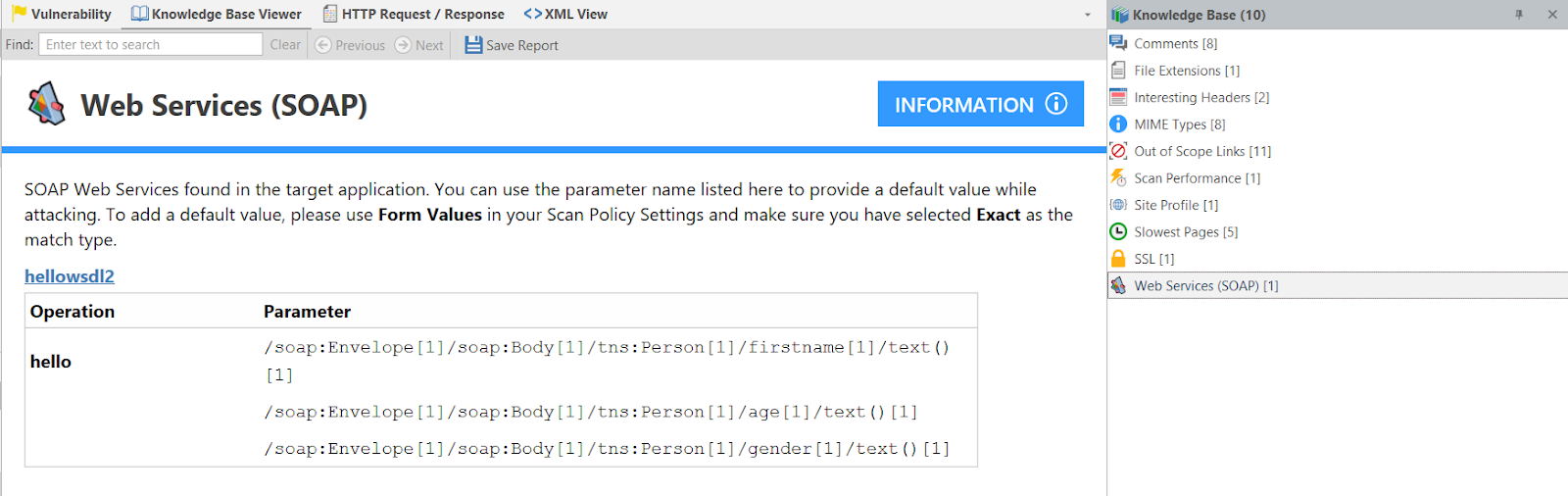 SOAP API in Scan Summary dashboard in Invicti Standard.