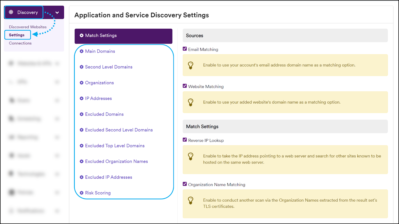 Invicti Enterprise Discovery settings page.
