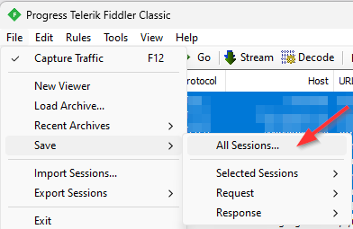 Save traffic in Fiddler