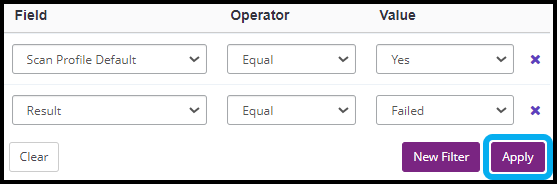 Apply filter in Invicti Enterprise