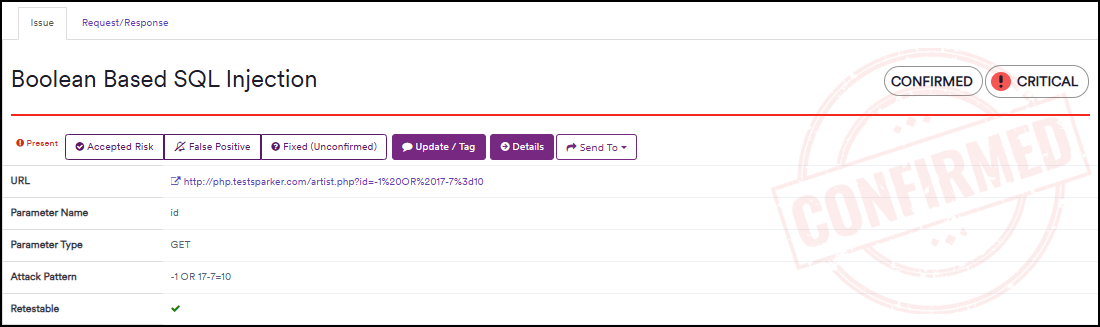 Details of a found and confirmed critical vulnerability of Boolean Based SQL Injection