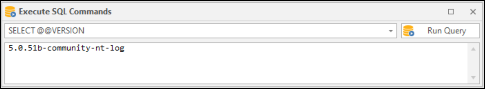 Execute SQL Commands panel in Scan Summary Dashboard