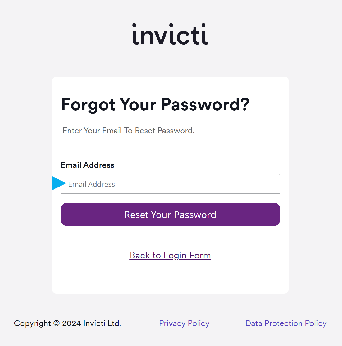 Forgot password page