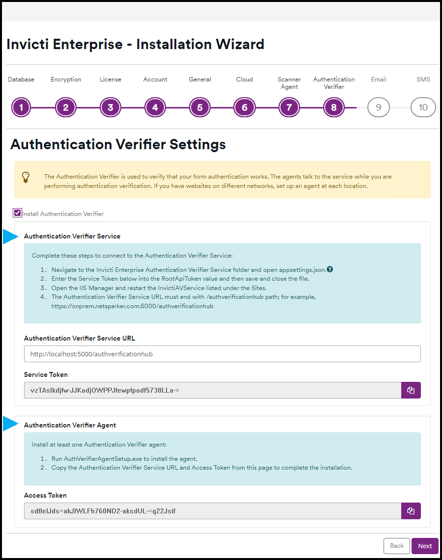 Authentication Verifier Settings.
