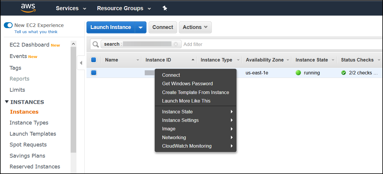 Connect to instance.