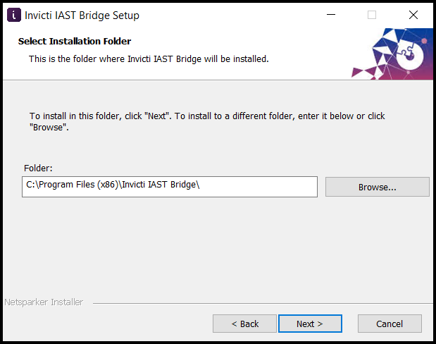Select installation folder for IAST Bridge.