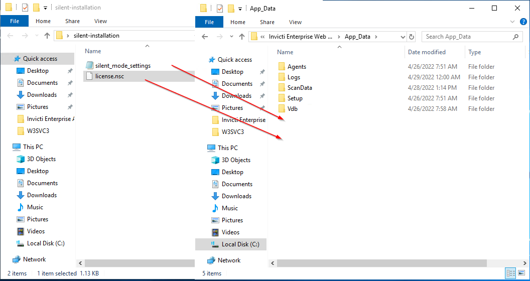 Silent mode installation files in AppData folder.