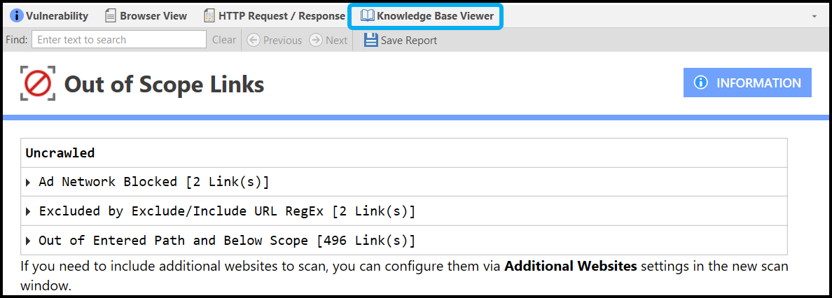 Knowledge Base Viewer in Scan Summary Dashboard