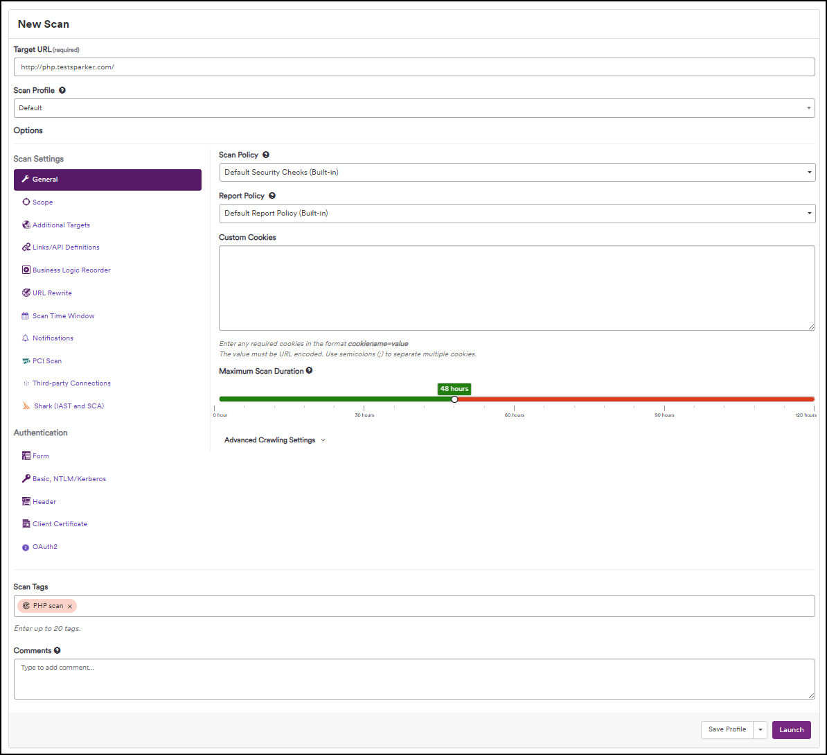 Launch a new scan in Invicti Enterprise