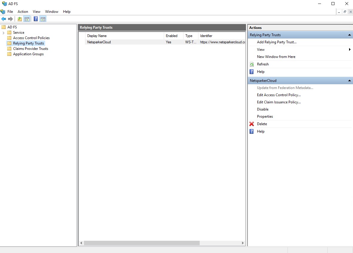 Active Directory Federation Services Management