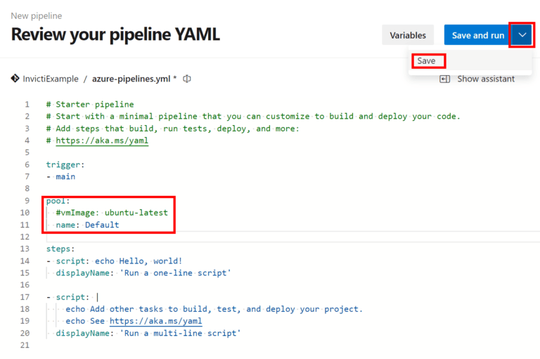 Azure configure pipeline