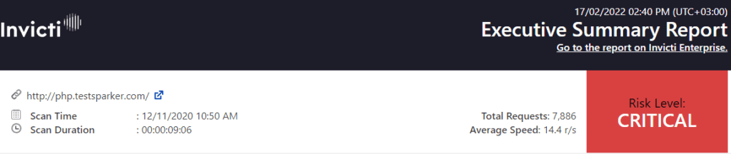 Bamboo build results page showing Netsparker Enterprise Scan Summary Report with scan findings