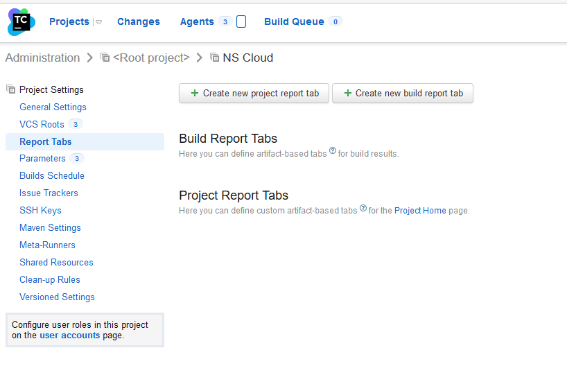 Build report tab setup