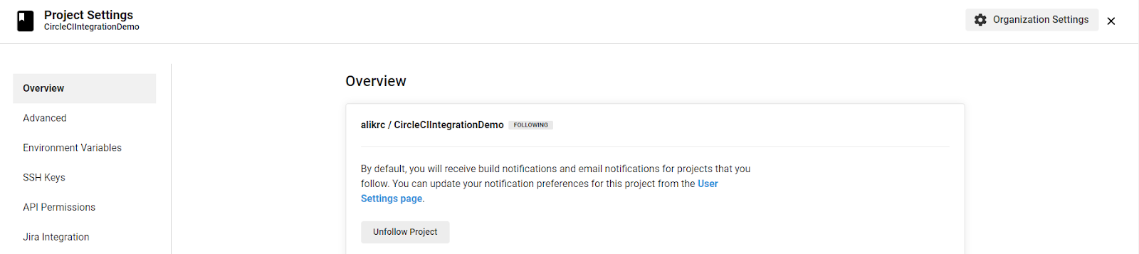 CircleCI project environment settings showing NETSPARKER_ENTERPRISE_USER_ID and API_TOKEN configuration