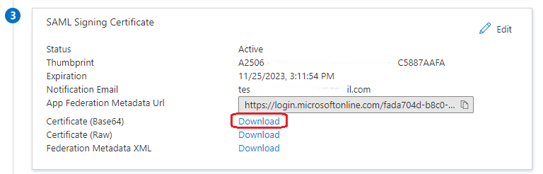 Entra ID SAML configuration URLs