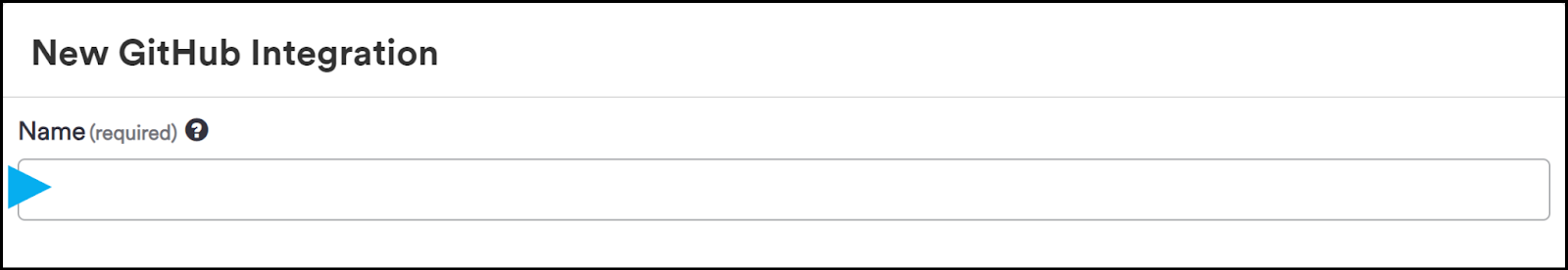 GitHub integration configuration showing Name field for integration identification