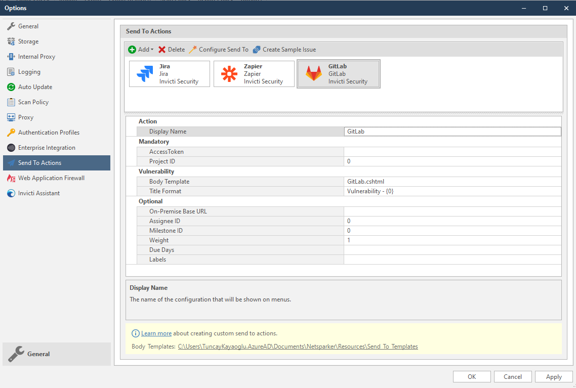 Add dropdown menu showing GitLab option selection for integration setup