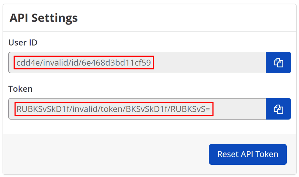 API Settings page showing User ID and Token fields for GitLab CI/CD integration