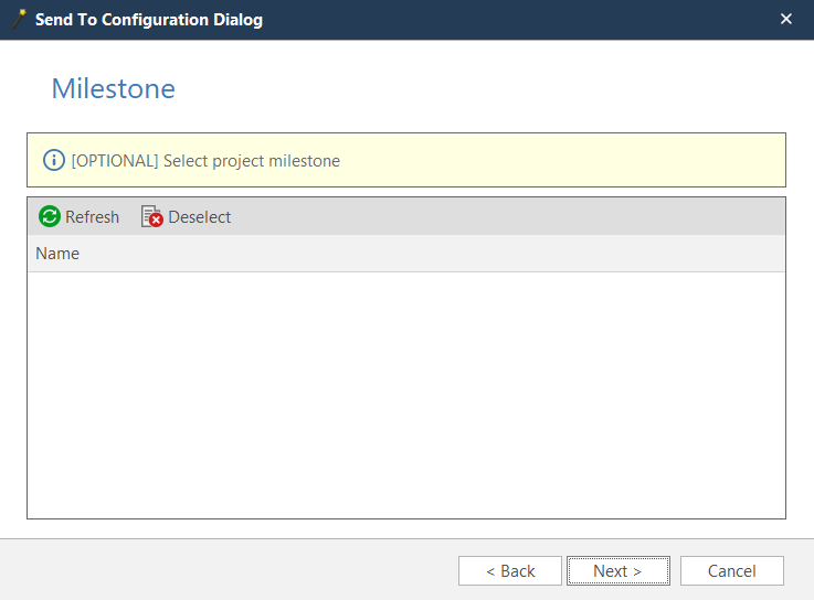 GitLab wizard project selection step showing available projects for integration