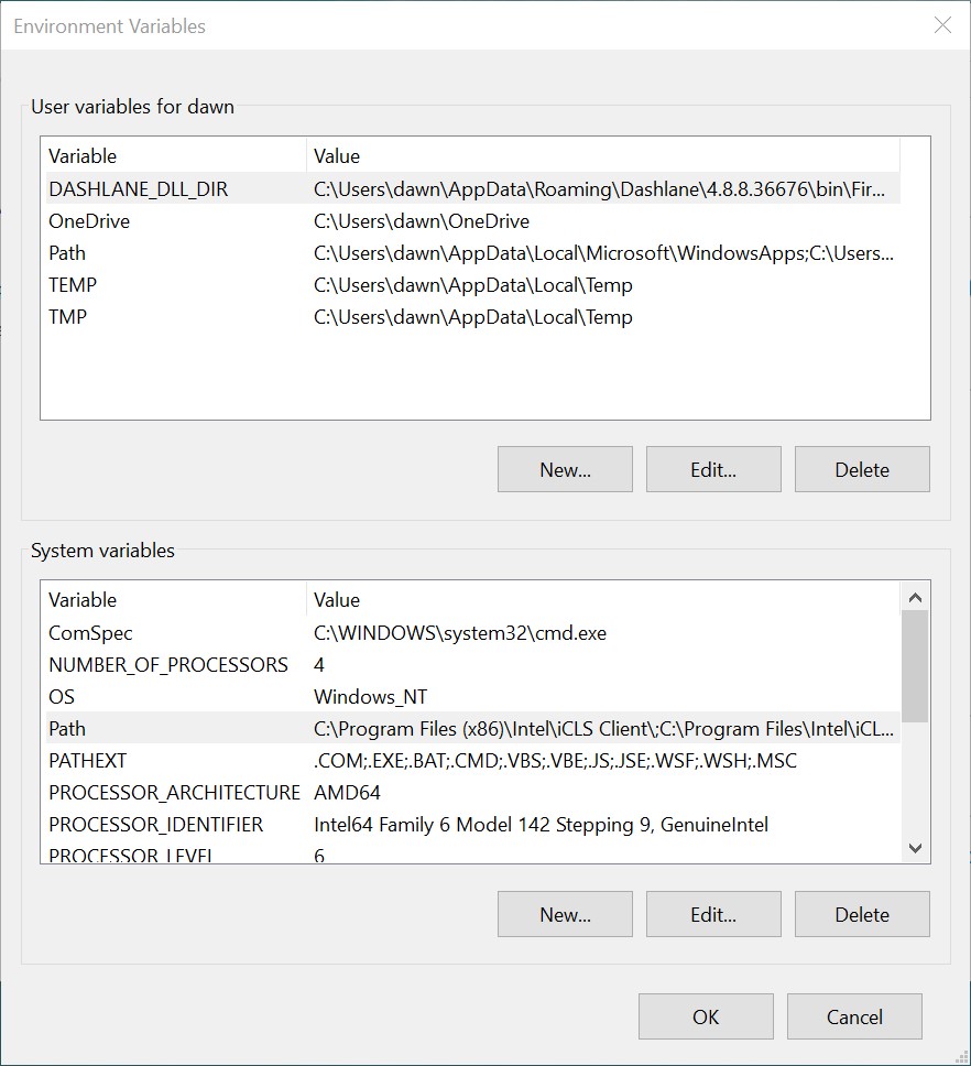Opening Environment Variables dialog from System Properties