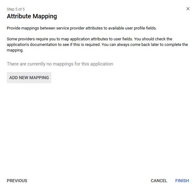 Google SAML attribute mapping configuration