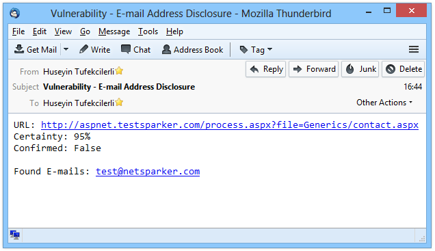Sample email sent using custom Send To Action template