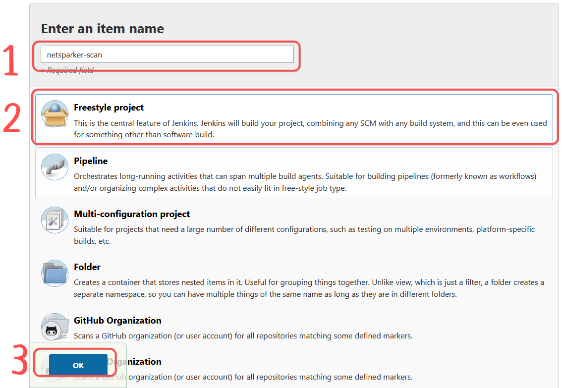 Creating a freestyle project in Jenkins with project name input