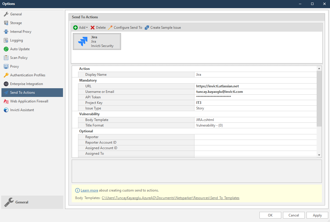 Add dropdown menu showing JIRA option selection for integration setup