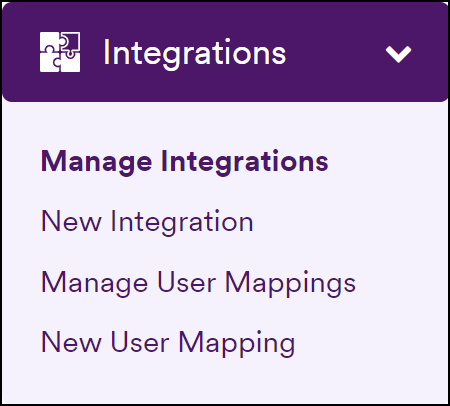 Manage Integrations menu navigation in Invicti Enterprise left-side panel