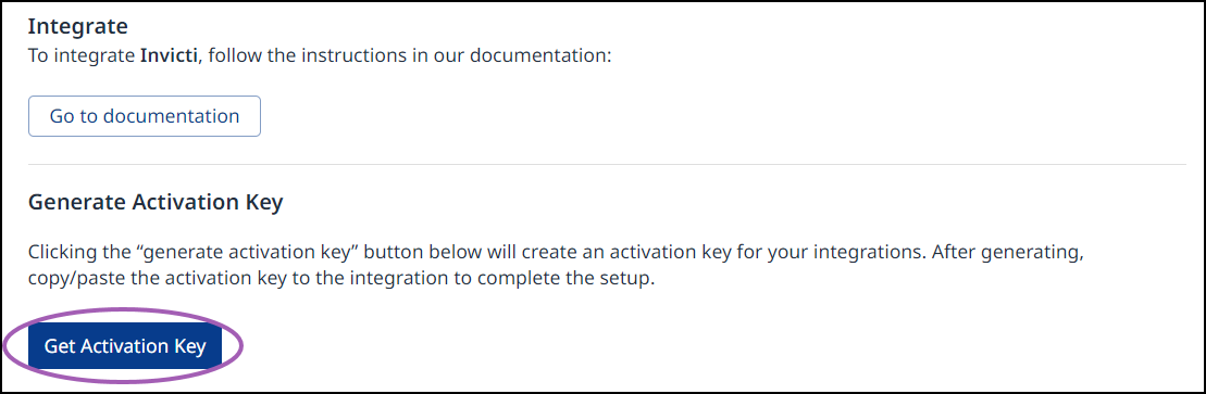 Getting activation key for Invicti integration in Mend