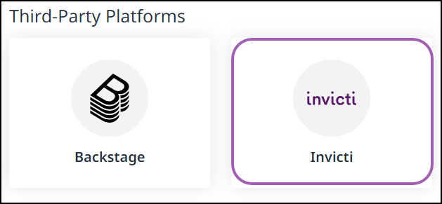 Selecting Invicti from Third-Party Platforms in Mend