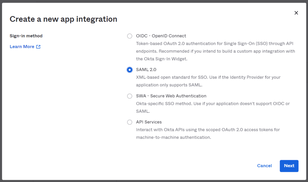 Okta Select SAML 2.0 Integration