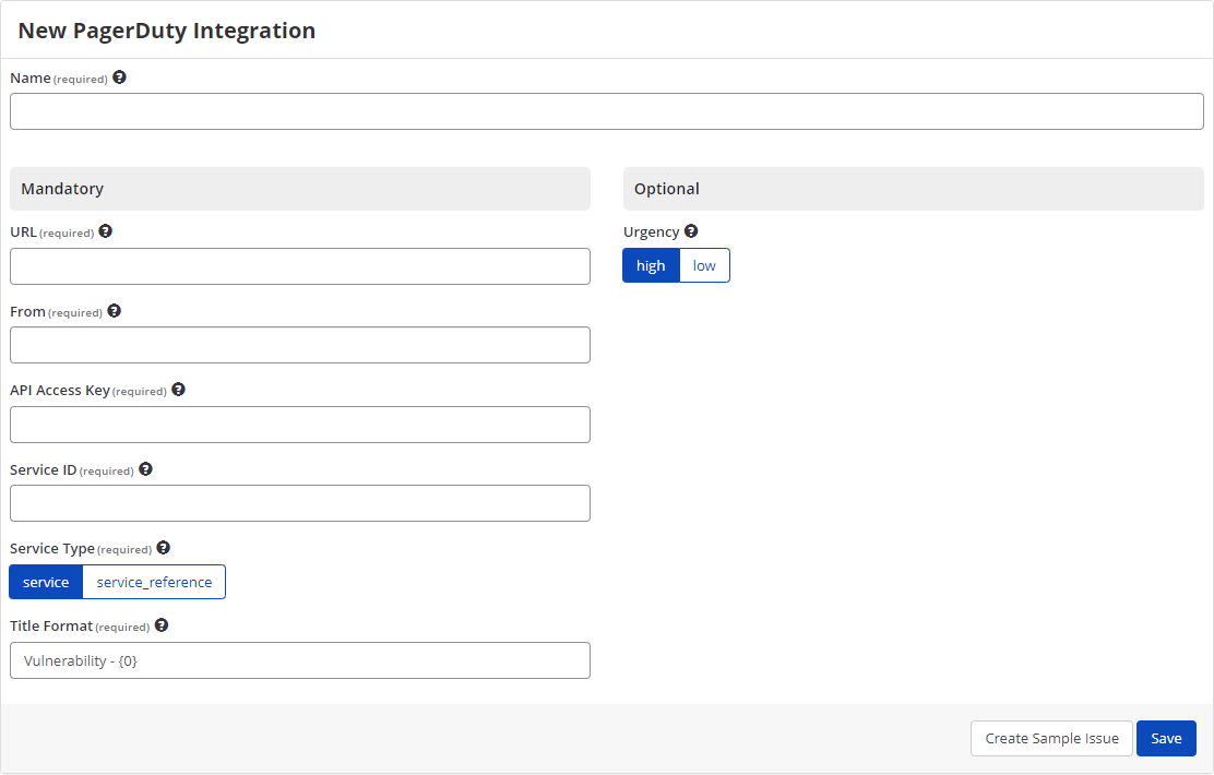 PagerDuty selection from issue tracking systems options