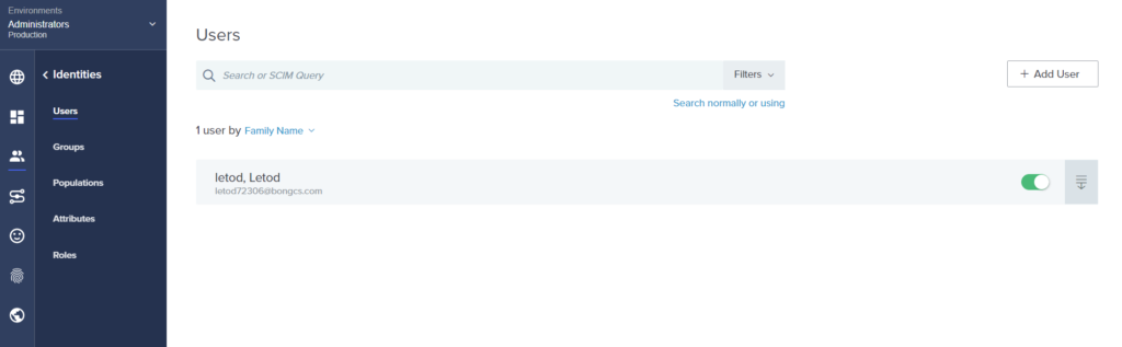 Ping Identity Identities Add User