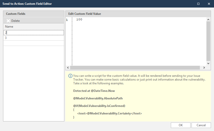 Redmine custom fields editor dialog for configuring custom field values