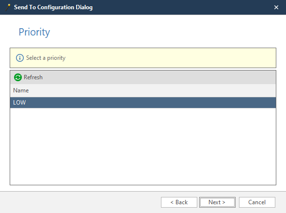 Redmine wizard priority selection step showing available priority levels