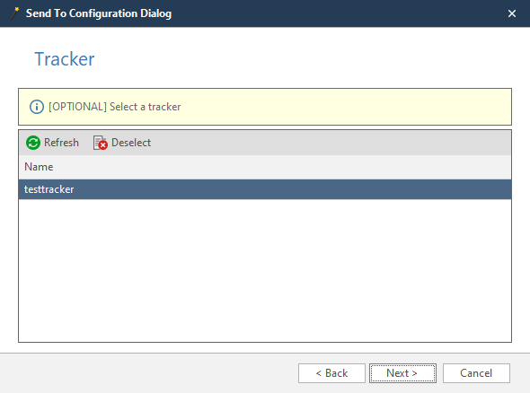 Redmine wizard tracker selection step showing available tracker types